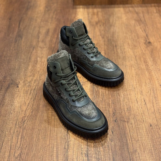 Men's Handmade Plush High-top Casual Shoes