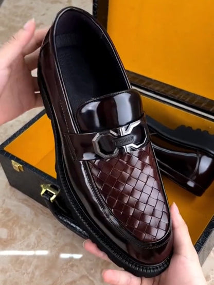 ✅High -quality Dedication✅Men's New Premium Woven Genuine Leather Formal & Casual Shoes