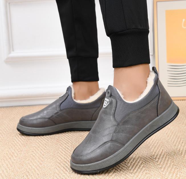✅High -quality Dedication✅Men's Winter Waterproof Genuine Leather Wool Warm Slip-on Shoes