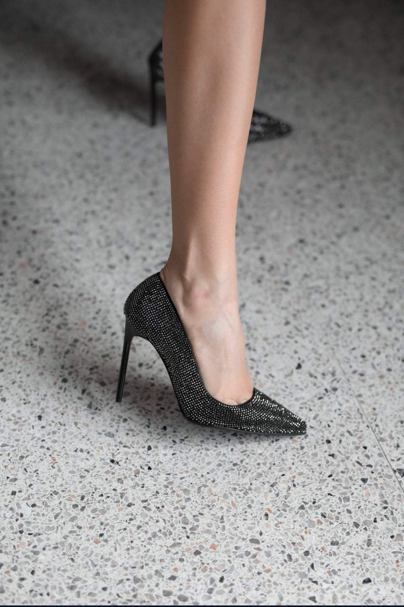 Genuine Suede Leather Crystal Pump