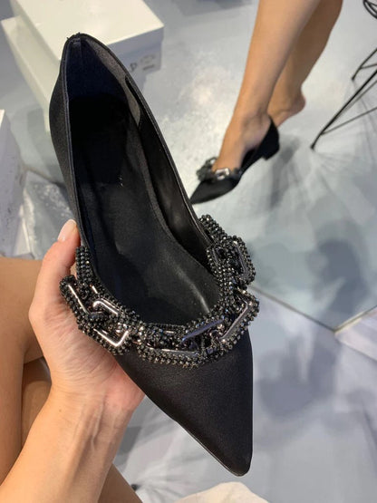 Sparkling Black Flat Shoes